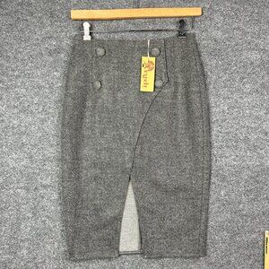 NEW Aryeh Gray Wool Skirt Womens Small Button‎ Split